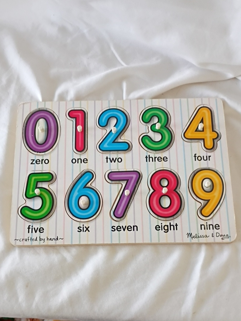 Melissa & Doug Fresh Start Wooden Leg Puzzles Numbers With Pictures Under Pieces